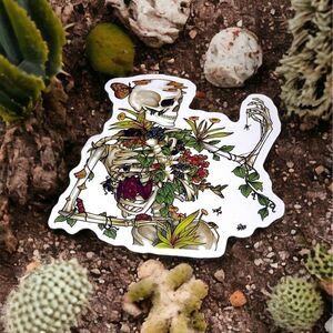 NWT Wool + Pepper Co. Skeleton with Flowers Sticker